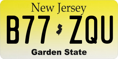 NJ license plate B77ZQU