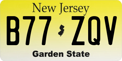 NJ license plate B77ZQV