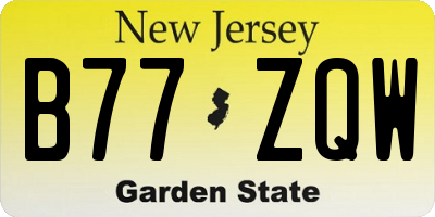NJ license plate B77ZQW