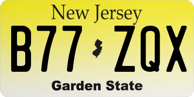 NJ license plate B77ZQX
