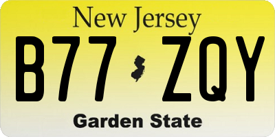 NJ license plate B77ZQY
