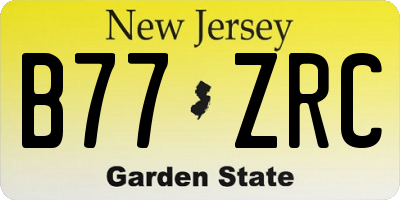 NJ license plate B77ZRC