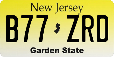 NJ license plate B77ZRD