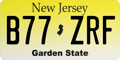 NJ license plate B77ZRF
