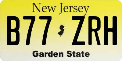 NJ license plate B77ZRH