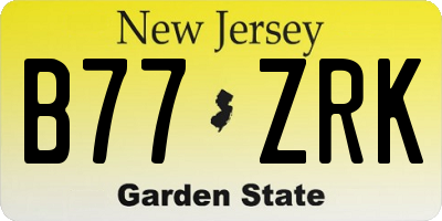NJ license plate B77ZRK