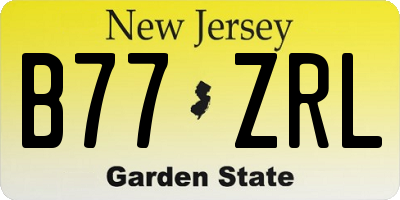 NJ license plate B77ZRL