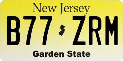 NJ license plate B77ZRM