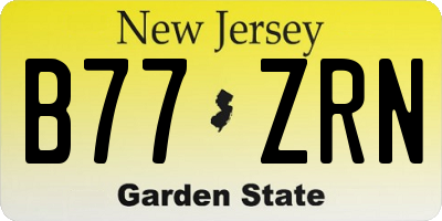 NJ license plate B77ZRN