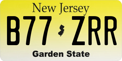 NJ license plate B77ZRR