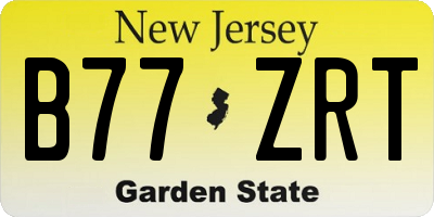 NJ license plate B77ZRT
