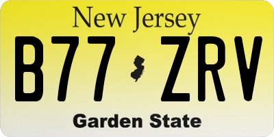 NJ license plate B77ZRV