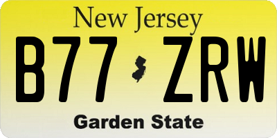 NJ license plate B77ZRW