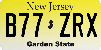 NJ license plate B77ZRX