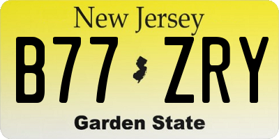 NJ license plate B77ZRY