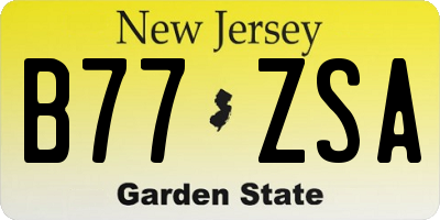 NJ license plate B77ZSA