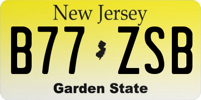 NJ license plate B77ZSB