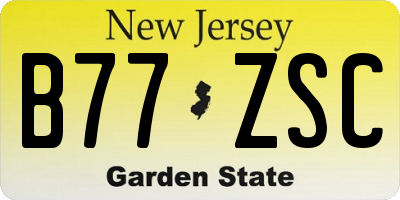 NJ license plate B77ZSC