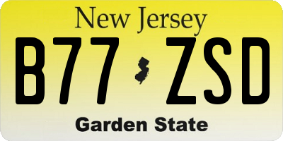 NJ license plate B77ZSD