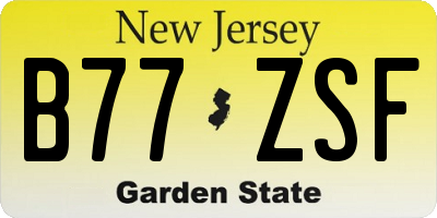 NJ license plate B77ZSF
