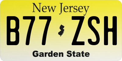 NJ license plate B77ZSH