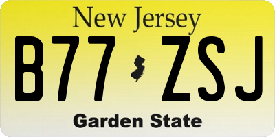NJ license plate B77ZSJ