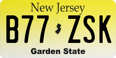NJ license plate B77ZSK
