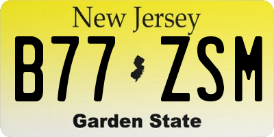 NJ license plate B77ZSM