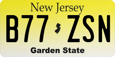 NJ license plate B77ZSN