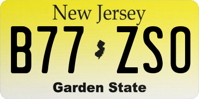 NJ license plate B77ZSO