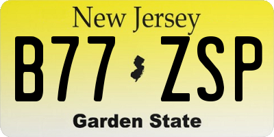 NJ license plate B77ZSP