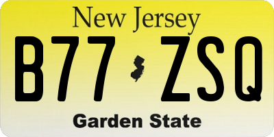 NJ license plate B77ZSQ