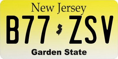 NJ license plate B77ZSV