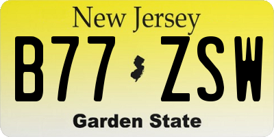 NJ license plate B77ZSW