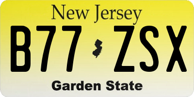 NJ license plate B77ZSX