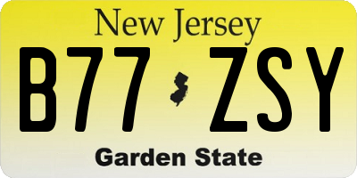 NJ license plate B77ZSY