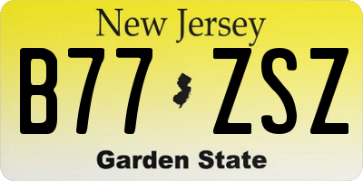 NJ license plate B77ZSZ