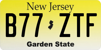 NJ license plate B77ZTF