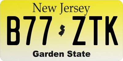 NJ license plate B77ZTK