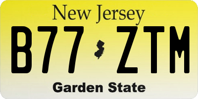 NJ license plate B77ZTM
