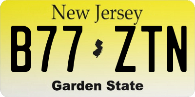 NJ license plate B77ZTN