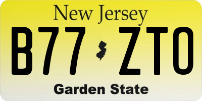 NJ license plate B77ZTO