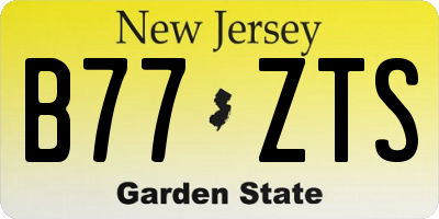 NJ license plate B77ZTS