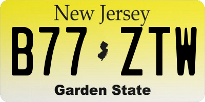 NJ license plate B77ZTW