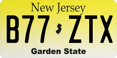 NJ license plate B77ZTX
