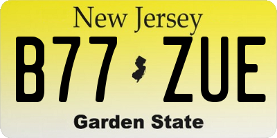 NJ license plate B77ZUE