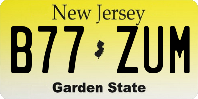 NJ license plate B77ZUM