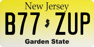 NJ license plate B77ZUP