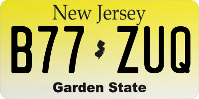 NJ license plate B77ZUQ