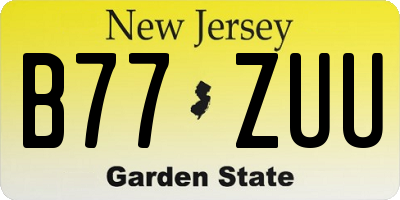 NJ license plate B77ZUU